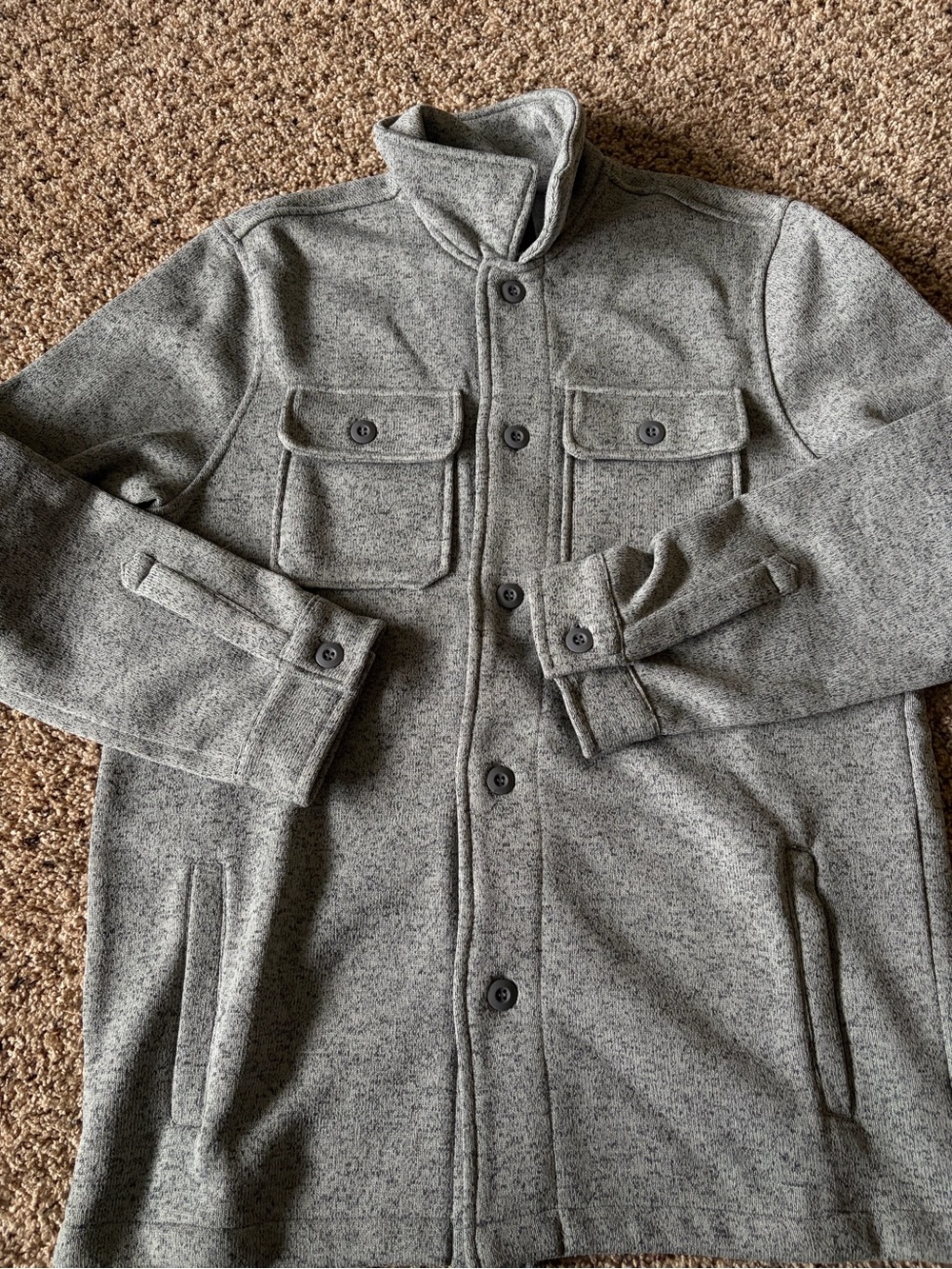Men's Military-Style Gray Field Jacket - Wool-Blend Finish
